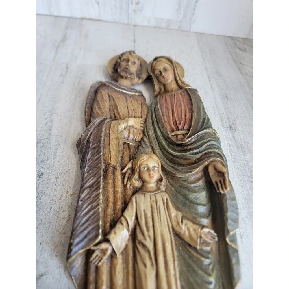 Vintage Italian holy family Mary Joseph Jesus hanging wall‎ decor religious